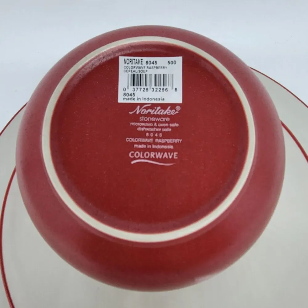Noritake Colorwave Raspberry Dinner Plate, Salad Plate And Cereal Bowl New
